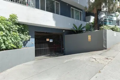 a building with a gate in front of it at Hollywood 1BR w Pool WD Gym nr Metro LAX-867 in Los Angeles