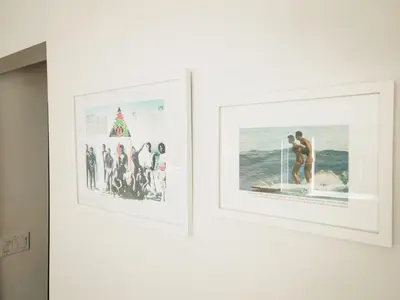 two framed photographs on a wall in a room at The Redline Venice in Los Angeles