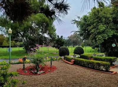 a garden with a park in the background at Large Luxury Studio with View in Santa Monica in Santa Monica
