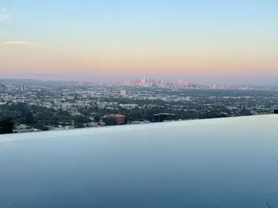 a view of a city from the stratosphere at Exclusive Hillside Hideaway-Private Room in Los Angeles