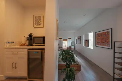 a kitchen with a sink and a counter top at Stunning View Hollywood Hills Guest House in Los Angeles