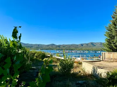 a view of a body of water with a marina at Lakefront Escape in Big Bear Lake