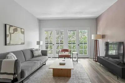 a living room with a couch and a tv at Westwood 2BR nr Westwood Village LAX-902 in Los Angeles