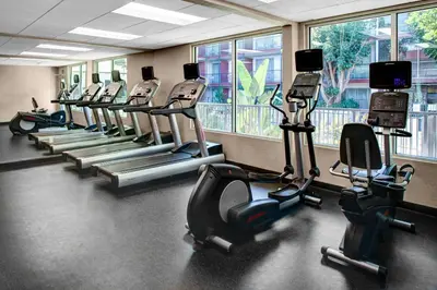 a row of cardio machines in a gym at Fairfield Inn & Suites by Marriott Los Angeles LAX/El Segundo in El Segundo