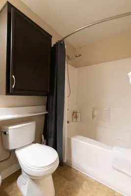 a bathroom with a toilet and a bath tub at Sky Luxury 2BDRM Suite Deluxe Living Cali in Santa Clarita