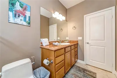a bathroom with a sink and a toilet at Redondo Beach Suite, 2 BR 1st floor Surf Gym workspace in Redondo Beach