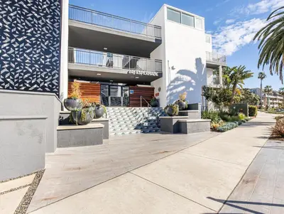 aominium building with a walkway in front of it at Redondo Beach 1BR w Pool Gym nr Beach LAX-398 in Redondo Beach