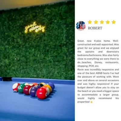 a page of a book about a game of snooker at Charming Disneyland Retreat - Sleeps up to 12 w Game Room, Pool Table, EV w King Bed in Midway City
