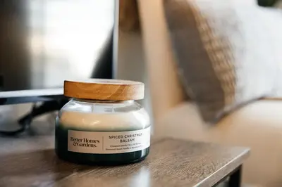 a jar of soy sauce sitting on a table at Elegant Apartment in the Heart of Hollywood in Los Angeles