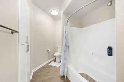 a bathroom with a shower and a toilet at Charming & Peaceful l 1 bedroom in Marina Del Rey, CA in Los Angeles