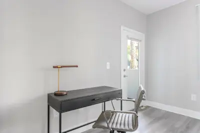 a desk and a chair in a room with a window at Playa Vista 2br w pool gym wd nr 405 LAX-985 in Los Angeles