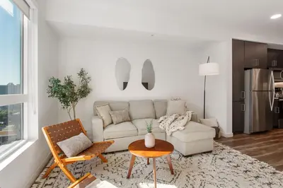 a living room with a couch and a table at Luxury 1BDR centrally located in Hollywood in Los Angeles