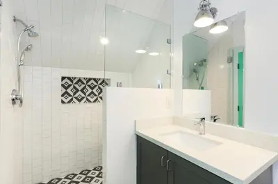 a bathroom with a sink and a mirror at Peace Palace 4803 in Los Angeles