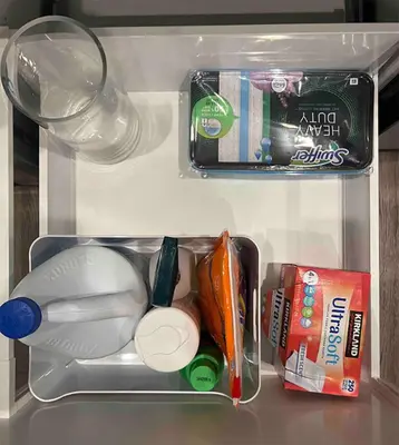 a refrigerator filled with food and other items at Cozy Luxerius 1 bed Loft Venice in Los Angeles