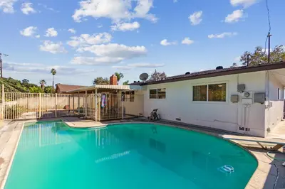 a swimming pool in the backyard of a house at Modern Relaxing Retreat with Private Pool home in Azusa