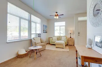 a living room with a couch and a table at Cozy Oak View Getaway about 5 Mi to Ojai Valley! in Oak View