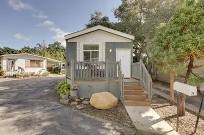 a small shed with a porch on a street at Charming Oak View Retreat about 5 Mi to Ojai Valley! in Oak View