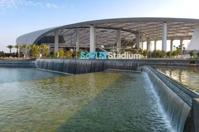 a rendering of the exterior of a stadium at Lovely 2bedroom condo with free parking on premise in Los Angeles