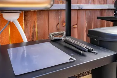 a table with a knife on top of it at Glamping in the Urban in Glendora