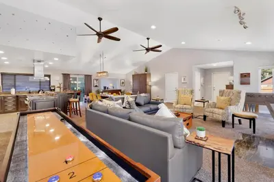 a living room with a couch and a table at Majestic sky retreat #2090 in Big Bear Lake