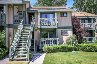 a house with stairs leading up to the front of it at Boulder creek #1412 in Big Bear Lake