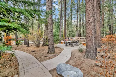 a park with a picnic table in the woods at The spa at winterset #2282 in Big Bear Lake