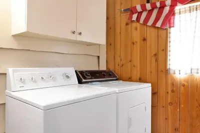 a white washer and dryer in a kitchen at Oriole cottage #621 in Big Bear Lake