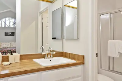 a bathroom with a sink and a mirror at Restmoore #2425 in Big Bear Lake