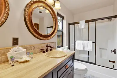 a bathroom with a sink and a mirror at Luxury lodge #1888 in Big Bear Lake