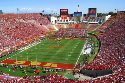 an aerial view of a football stadium with a crowd at Gramercy Getaway in Los Angeles