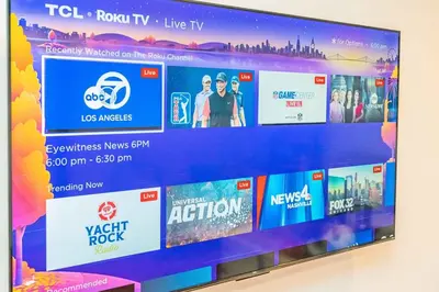a tv screen on a wall with various websites at Newly Remodeled 3B2B House in Glendora