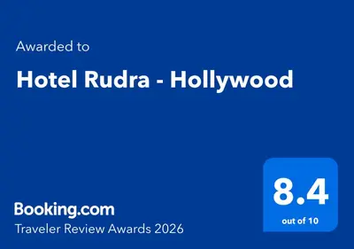 a blue screen with the words hotel rudra hollywood at Hotel Rudra - Hollywood in Los Angeles