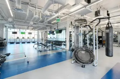 a fitness room with a gym with machines at 2 Bed 2 Bath Contemporary High Rise DTLA Living in Los Angeles