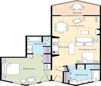 a floor plan of a house at Beautiful Resort in Harbortown Point 1BD near Marina Park in Ventura