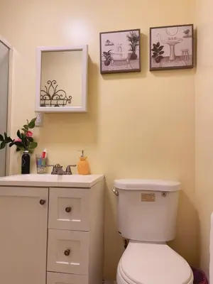 a bathroom with a toilet and a sink at private & Quiet unit D Bed & bath in Rosemead