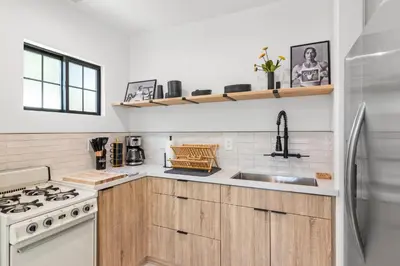 a kitchen with a sink and a stove at Bohemian Beach ## in Los Angeles