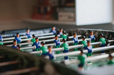 a group of toy soccer players in a stadium at Lake Arrowhead Matterhorn Views in Lake Arrowhead