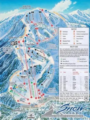 a map of a ski resort in front of a mountain at The Muddy Moose- Spacious Family Getaway in Lake Arrowhead