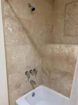 a bathroom with a shower and a tub and a sink at Hideaway at Gingerbread Gardens in Twin Peaks