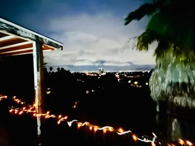 a view of a city at night with lights at 550sqft Studio Style ADU GuestHouse 2Acre Estate View Deck - Female Share Indoor - Men Share Outdoor in Los Angeles