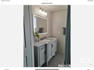 a bathroom with a sink and a mirror at Home sweet home in Rowland Heights