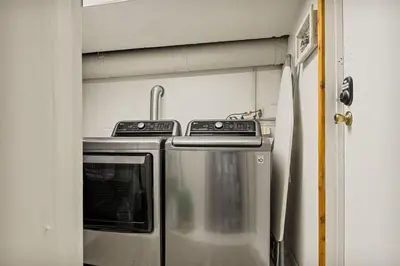 a kitchen with two stove tops in a trailer at Larks Nest in Big Bear Lake in Big Bear Lake