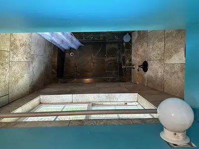 a view of a bathroom with a glass floor at Topanga Wonderland Cottage in Topanga