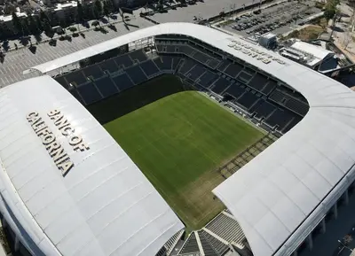 an aerial view of a soccer stadium at Gorgeous Apartment 2-bedroom 2-bathroom in Los Angeles