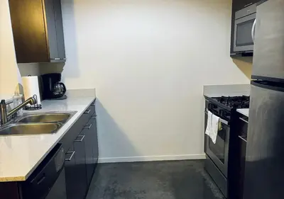 a kitchen with a sink and a stove at 1 br spacious in Hollywood in Los Angeles