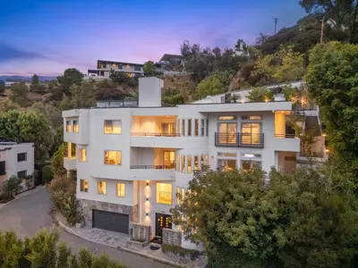 an aerial view of a white building at Franklin Mediterranean Villa in Los Angeles