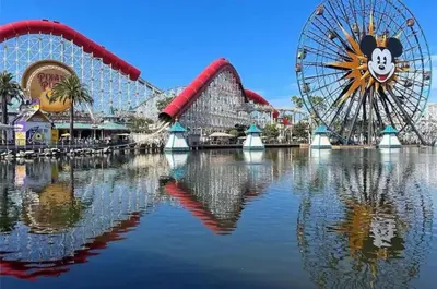 a ferris wheel and a roller coaster in a park at 1311WCara in Anaheim