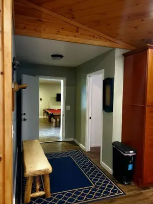 a room with a room with a table and a dining room at Big Bear Splash in Big Bear Lake