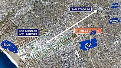 a map of a city with street signs at Sofi LAX Clippers Stay in Inglewood