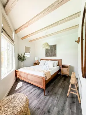 a bedroom with a large bed in a room at Charming Studio Oasis with Pool Near SoFi - MKLAD4 in Los Angeles